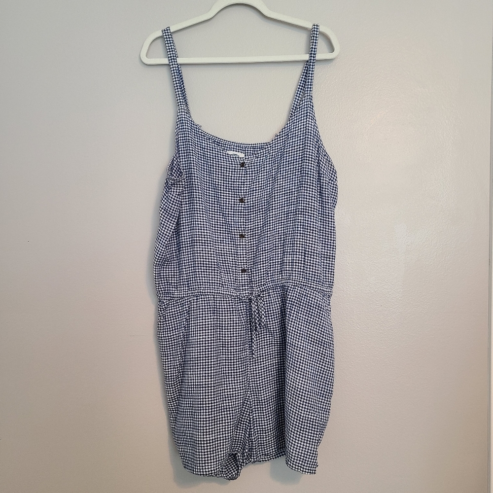 Old Navy Blue and White Gingham Romper